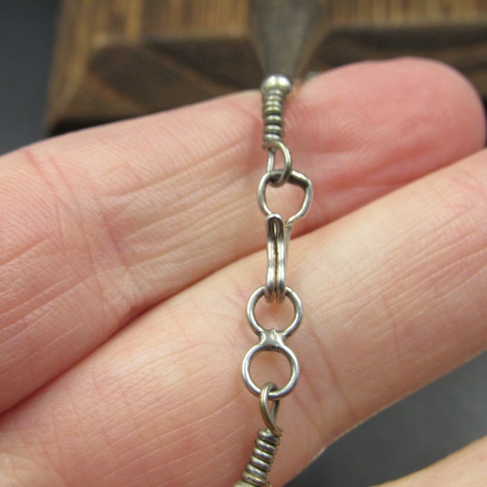 32" Sterling Silver Very Long Hematite Stone Necklace Vintage - Picture 5 of 7